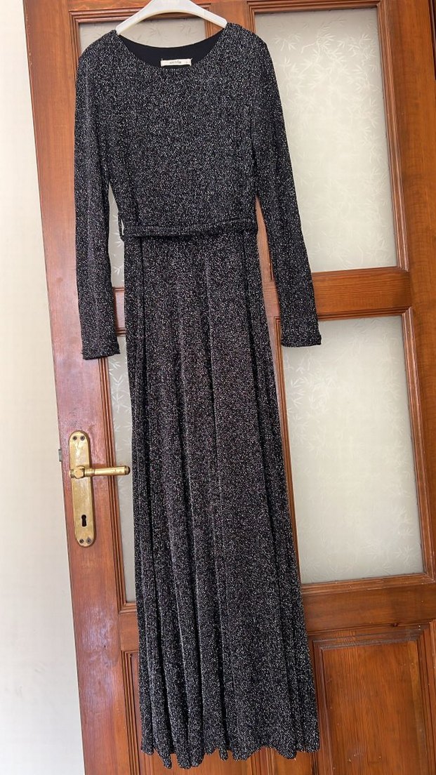 Gri Pilili Uzun Kadın Elbise - Görsel 2