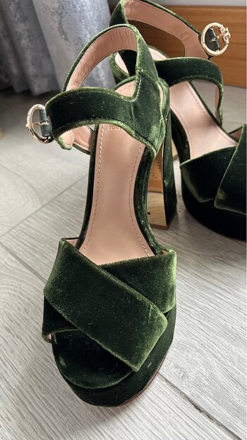 zümrüt yeşili kadife ayakkabı - Görsel 5