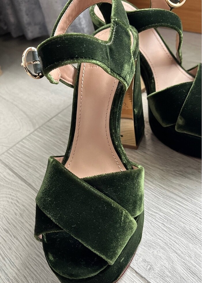 zümrüt yeşili kadife ayakkabı - Görsel 5