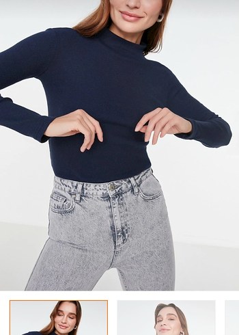 Boğazlı Fitted Gri Denim Kadın Bluz