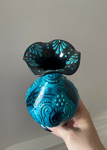 Turkuaz Çini Seramik Vazo - Görsel 8