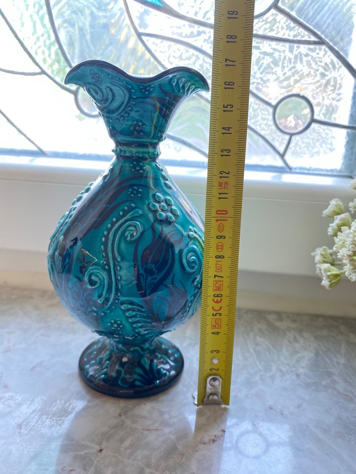 Turkuaz Çini Seramik Vazo - Görsel 3