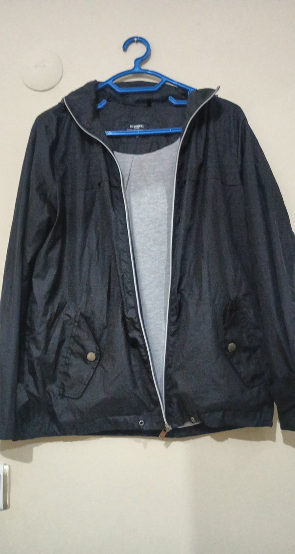 Fermuarlı Siyah Kadın yağmurluk - Görsel 3