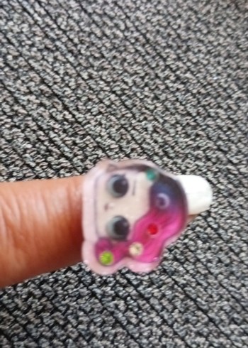 Renkli Akrilik  yüzük çocuk kız lisans lı - Görsel 4