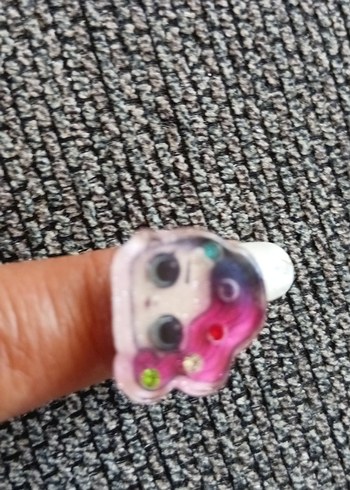 Renkli Akrilik  yüzük çocuk kız lisans lı - Görsel 7