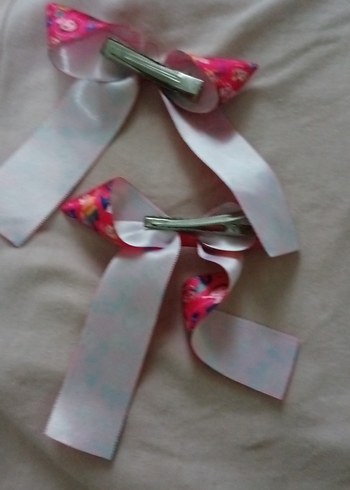 Pembe Desenli Fiyonklu Çocuk Saç Tokası - Görsel 2