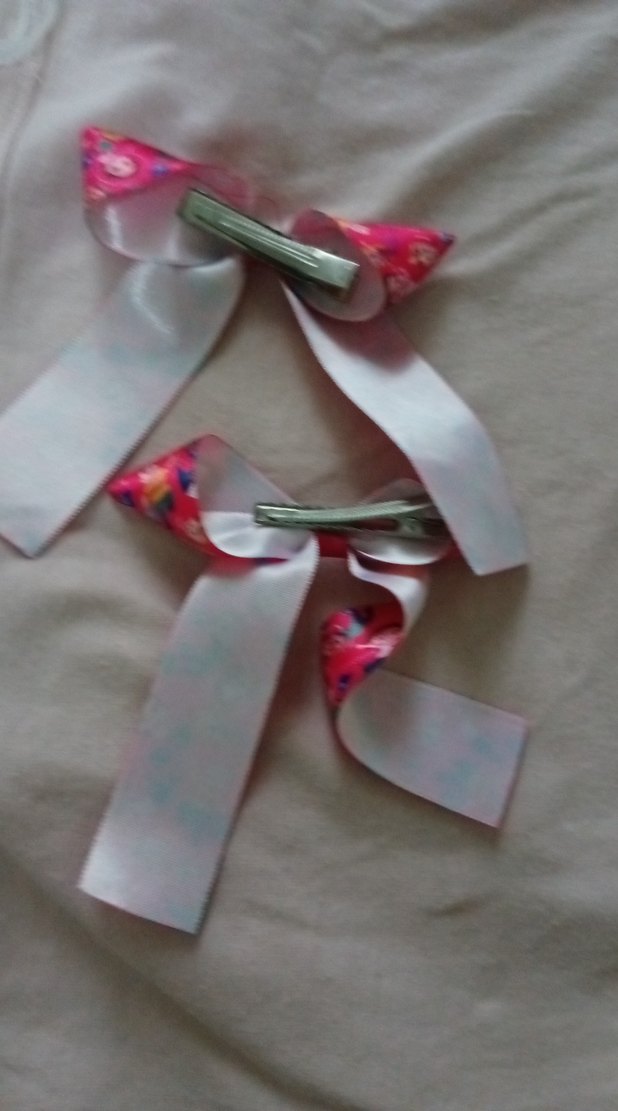 Pembe Desenli Fiyonklu Çocuk Saç Tokası - Görsel 2