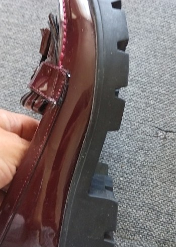 Bordo Parlak Deri kız  Çocuk Püsküllü Ayakkabı - Görsel 7