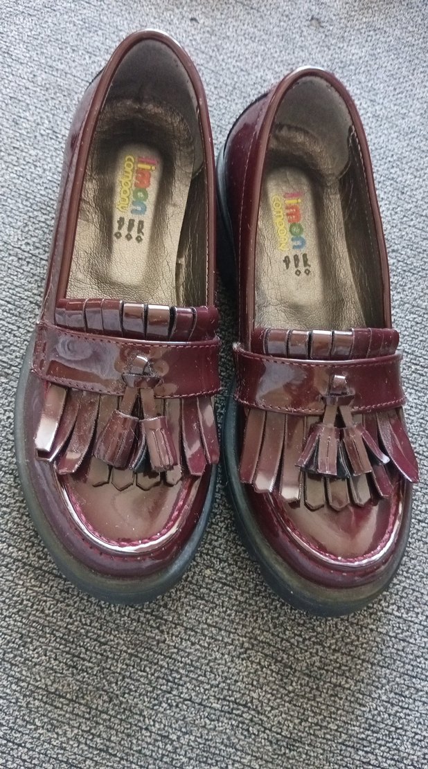 Bordo Parlak Deri kız  Çocuk Püsküllü Ayakkabı - Görsel 2