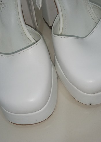 Kadın Beyaz Topuklu Tokalı Abiye Ayakkabı - Görsel 8