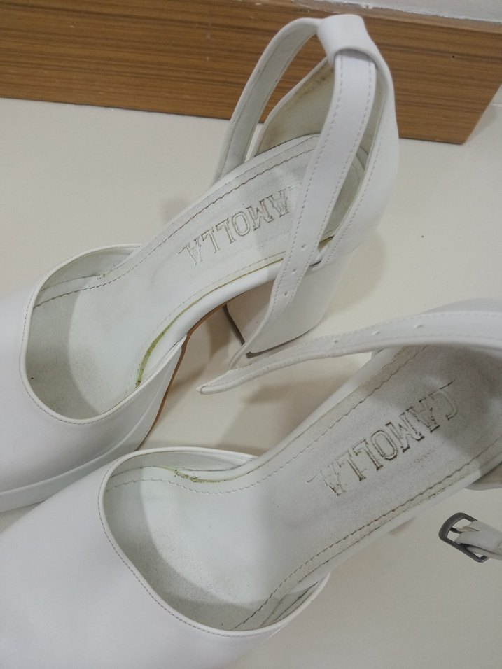 Kadın Beyaz Topuklu Tokalı Abiye Ayakkabı - Görsel 5