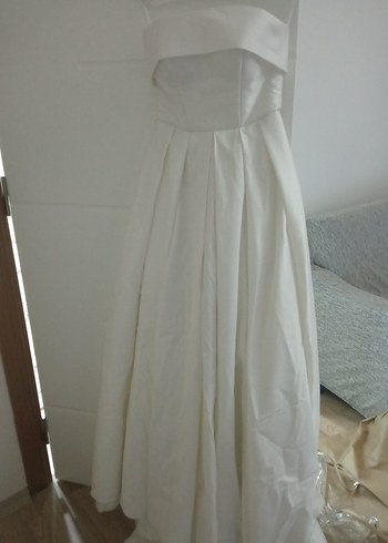 Modern Klasik Straplez Beyaz A Kesim Gelinlik - Görsel 7