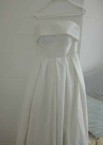 Modern Klasik Straplez Beyaz A Kesim Gelinlik - Görsel 8