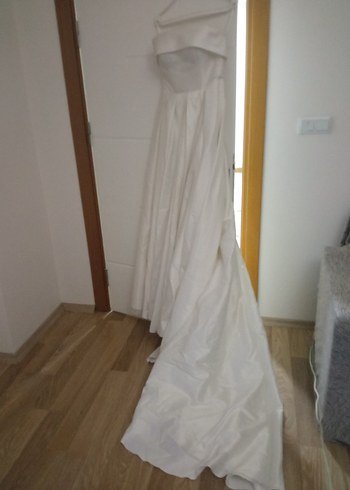 Modern Klasik Straplez Beyaz A Kesim Gelinlik - Görsel 5