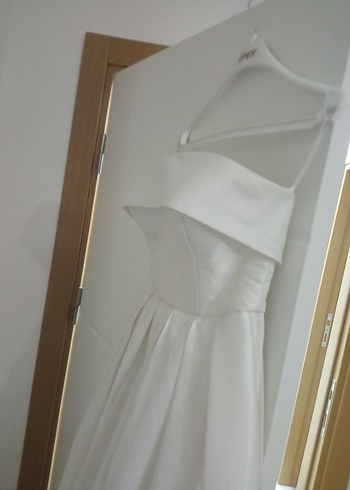 Modern Klasik Straplez Beyaz A Kesim Gelinlik - Görsel 6