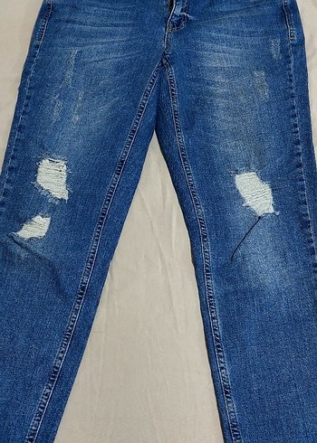 OXXO Boyfriend S Beden Yırtık Detaylı Mavi Kot Pantolon