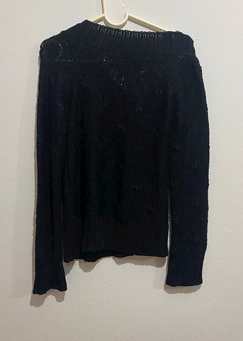 Siyah Örgü Kadın Kazak - Görsel 6