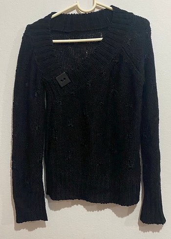 Siyah Örgü Kadın Kazak - Görsel 2