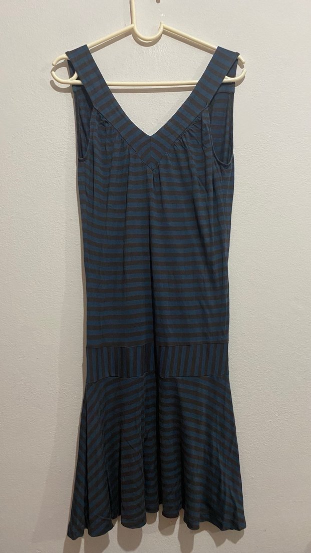 XDYE Vintage Çizgili Elbise - Görsel 2