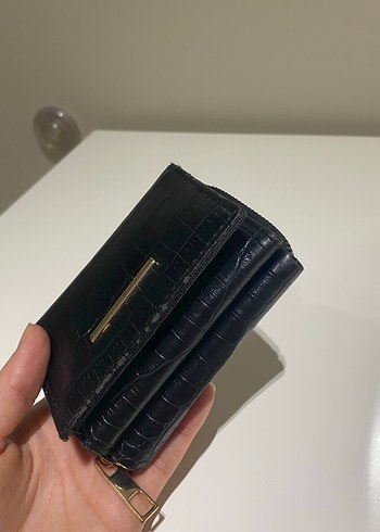 Siyah Deri Yılan Desenli Fermuarlı Kadın Cüzdanı - Görsel 2