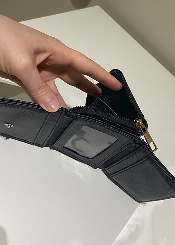 Siyah Deri Yılan Desenli Fermuarlı Kadın Cüzdanı - Görsel 8