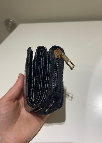 Siyah Deri Yılan Desenli Fermuarlı Kadın Cüzdanı - Görsel 5