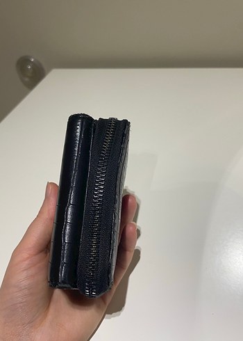 Siyah Deri Yılan Desenli Fermuarlı Kadın Cüzdanı - Görsel 4