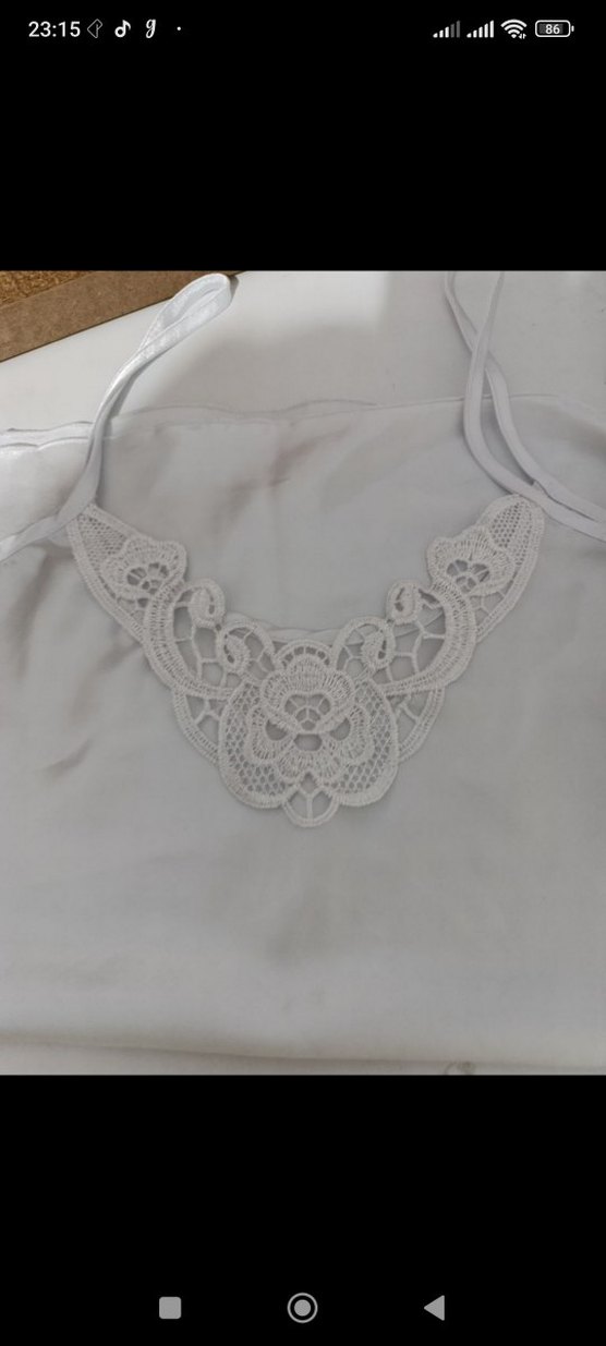 Beyaz Nakışlı Uzun Askılı Kadın gecelik - Görsel 3