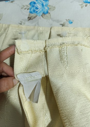 Bej İşlemeli Geleneksel fon Perde 2parca - Görsel 2