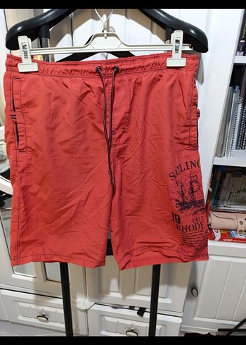 Kırmızı Baskılı Erkek Mini Yüzme Şortu - Görsel 2