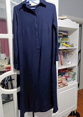 Kadın Lacivert Uzun Denim Elbise - Görsel 2