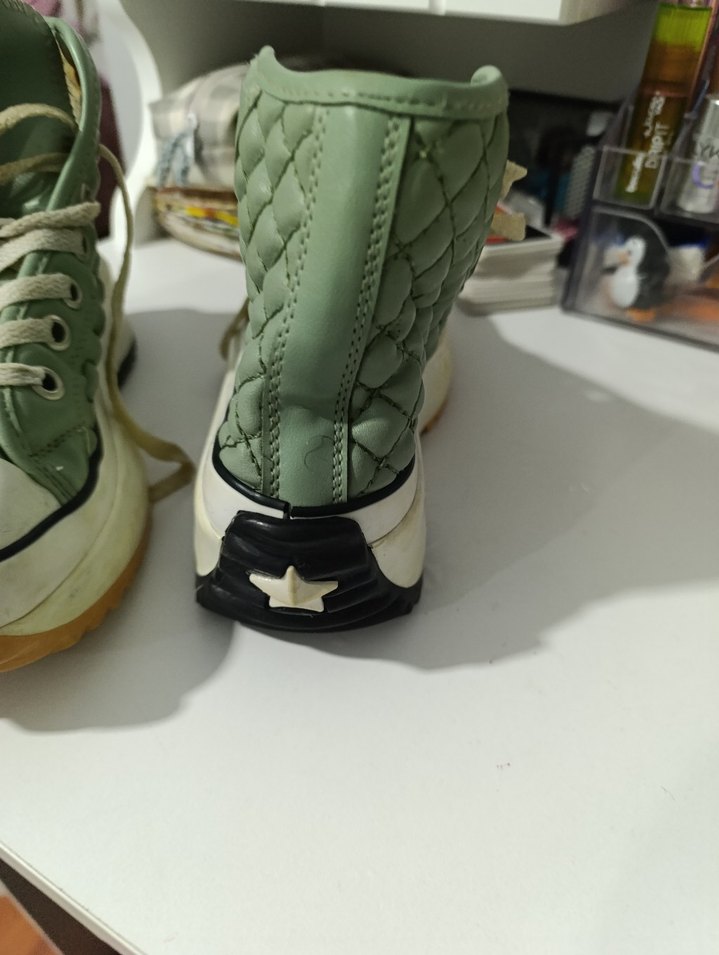 Yeşil Kadın Spor Ayakkabı, Dolgu Topuk, Fırfırlı - Görsel 3