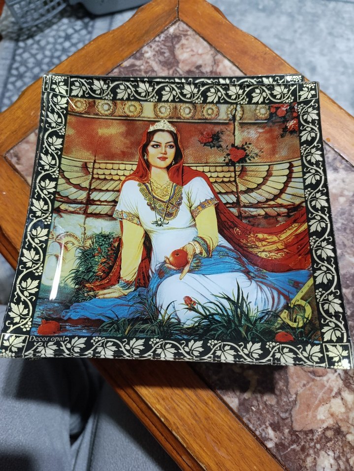 Baskılı Çok Renkli Bohem Kadın pasta tabağı - Görsel 2