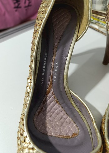 Altın Renkli, Tokalı Stiletto Kadın Abiye Ayakkabı - Görsel 2