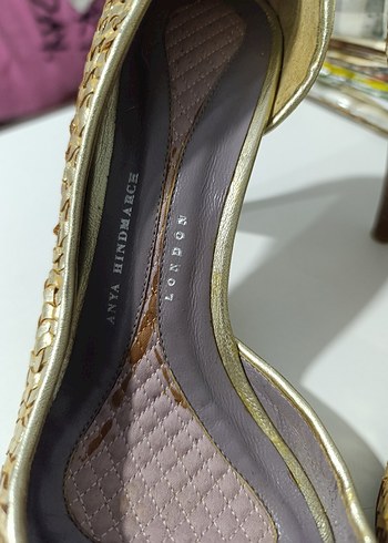 Altın Renkli, Tokalı Stiletto Kadın Abiye Ayakkabı - Görsel 5