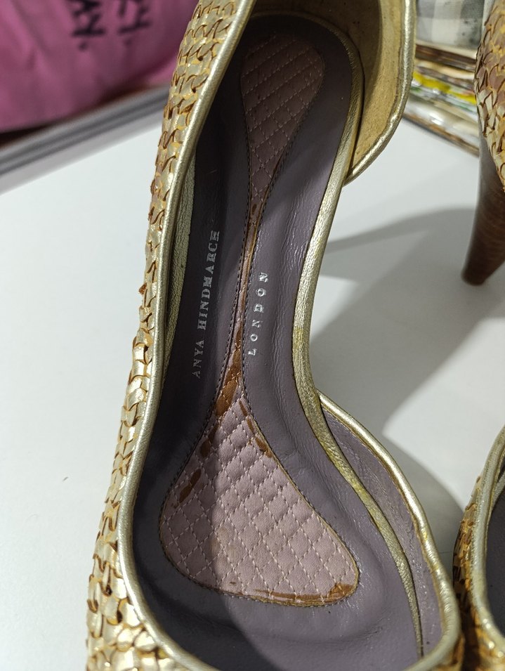 Altın Renkli, Tokalı Stiletto Kadın Abiye Ayakkabı - Görsel 2