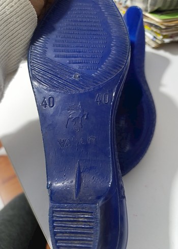 Kadın Mavi Dolgu Topuklu Lastik Terlik - Görsel 2