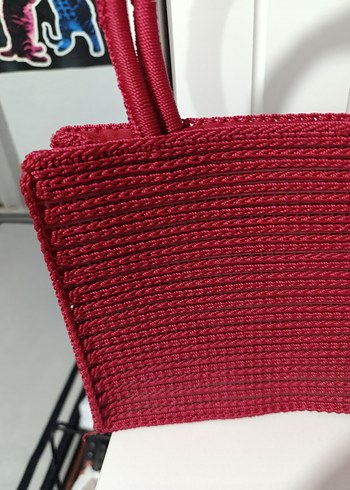 Kırmızı Örgü Kadın Çanta - Görsel 2