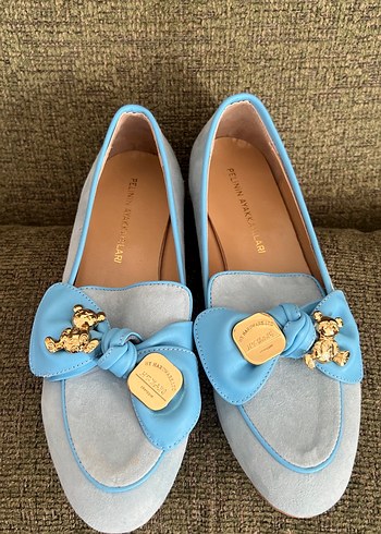 Mavi Süet Tokalı Kadın Loafer