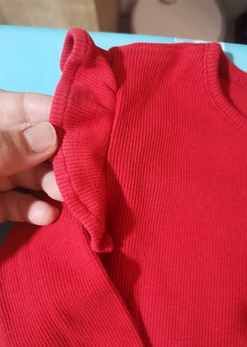 5 Yaş Beden kırmızı Renk Kız Çocuk Kırmızı Uzun Kollu Tişört