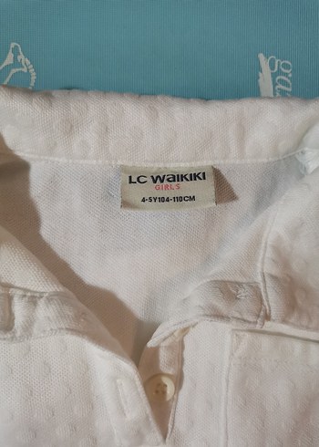 LC Waikiki Kız Çocuk Beyaz Uzun Kollu Polo Tişört