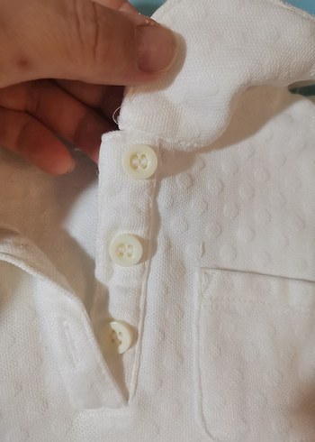 4 Yaş Beden Kız Çocuk Beyaz Uzun Kollu Polo Tişört