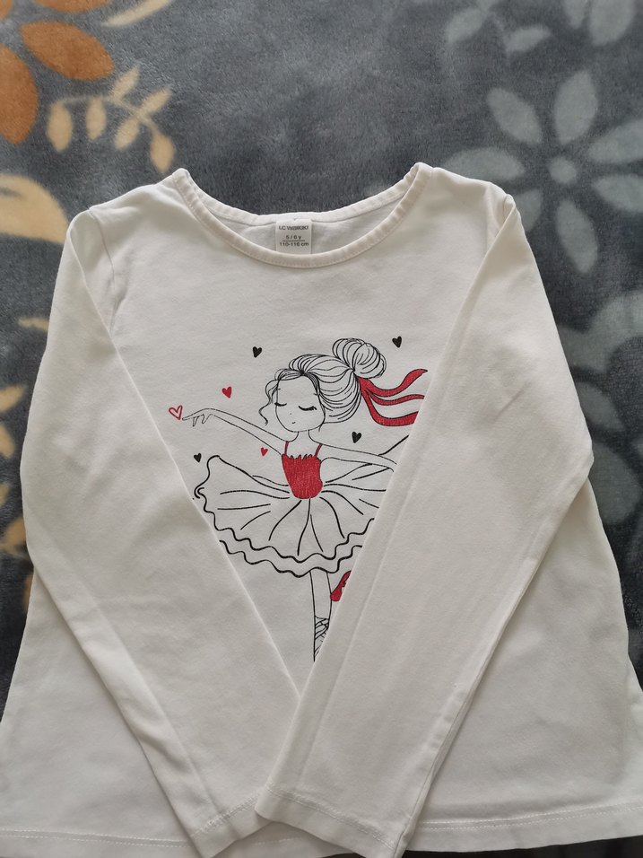 Kız Çocuk Baskılı Uzun Kollu Tişört - Görsel 3