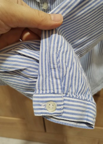 Nakışlı Düğmeli Kız Çocuk Mavi Gömlek - Görsel 4