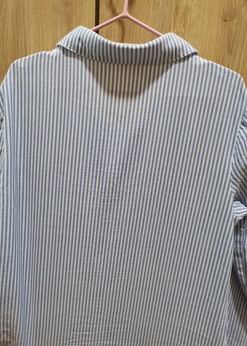 Nakışlı Düğmeli Kız Çocuk Mavi Gömlek - Görsel 5