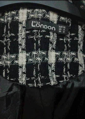 Düğmeli Siyah Ekose KADIN BLAZER CEKET - Görsel 3