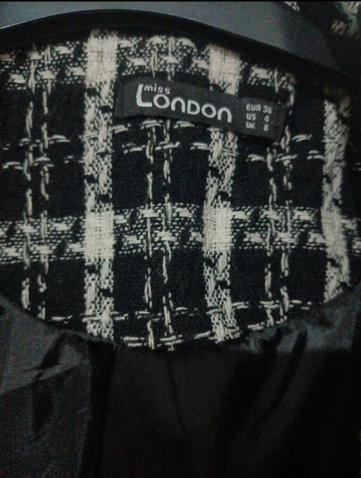 Düğmeli Siyah Ekose KADIN BLAZER CEKET - Görsel 3