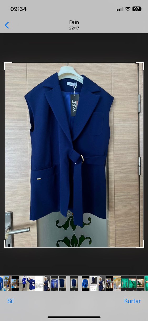 Kemer Detaylı Lacivert Kolsuz Kadın yelek - Görsel 2