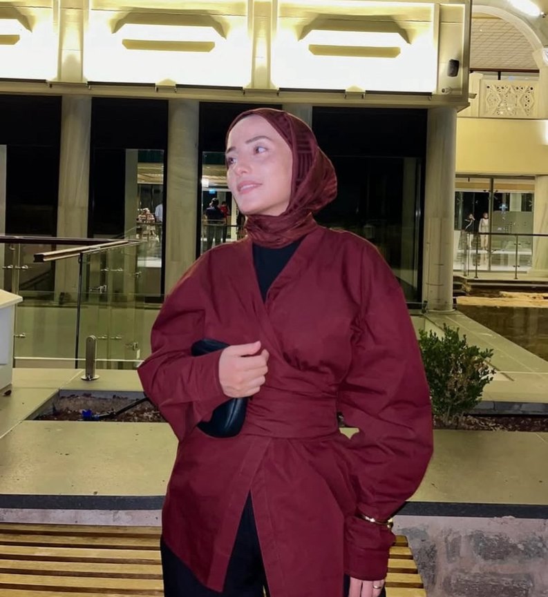 Bordo belden bağlamalı kimono gömlek - Görsel 2