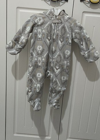 Gri Desenli Fermuarlı Bebek Tulumu - Görsel 2